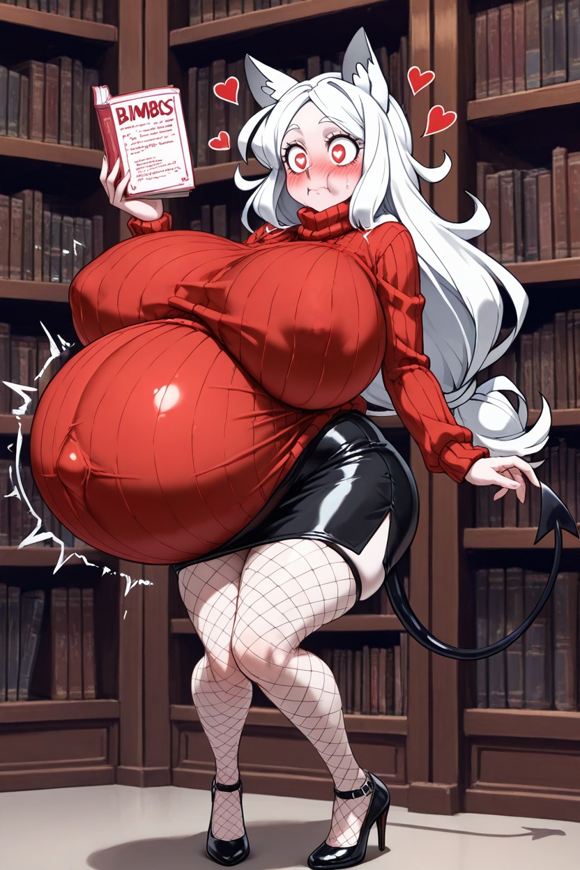 Breast Expansion, Black High Heels, Breast Expansion AI Porn