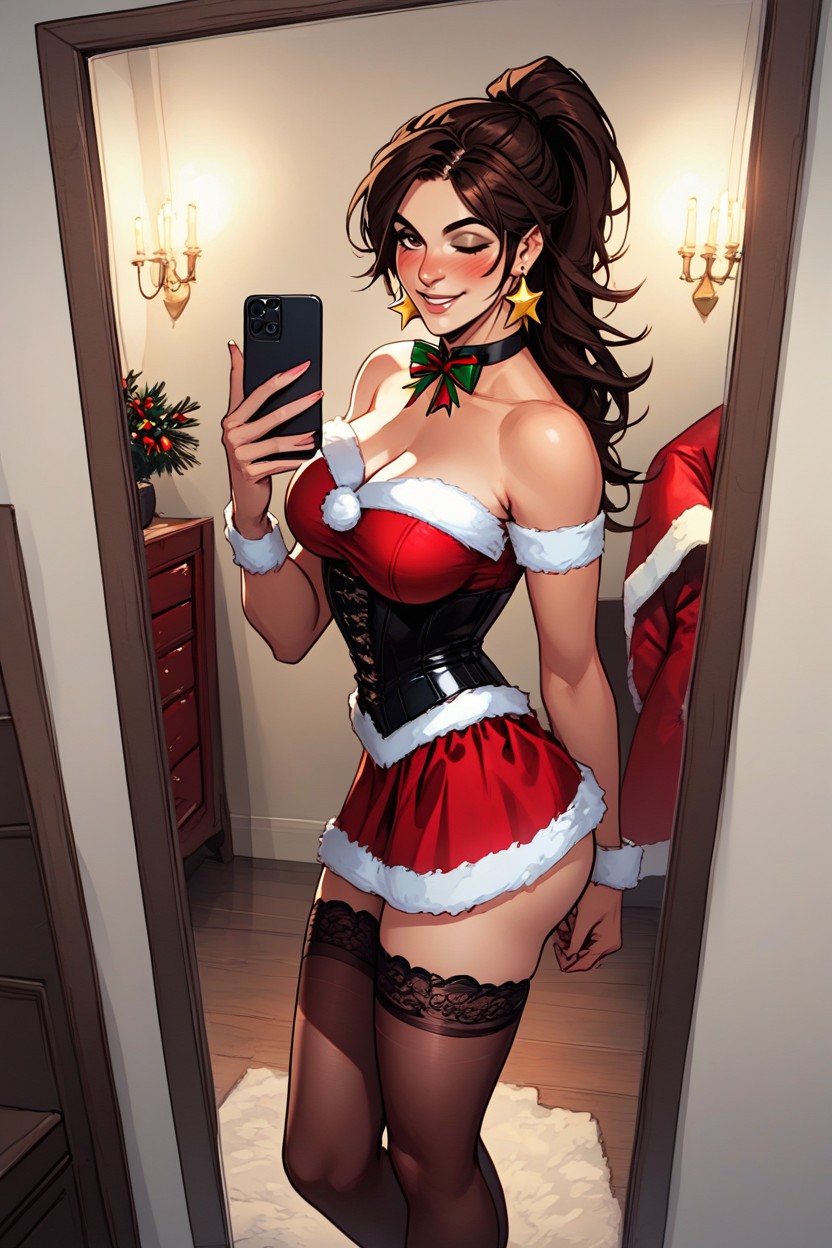 Full Body, Skirt, Brunette AI Porn