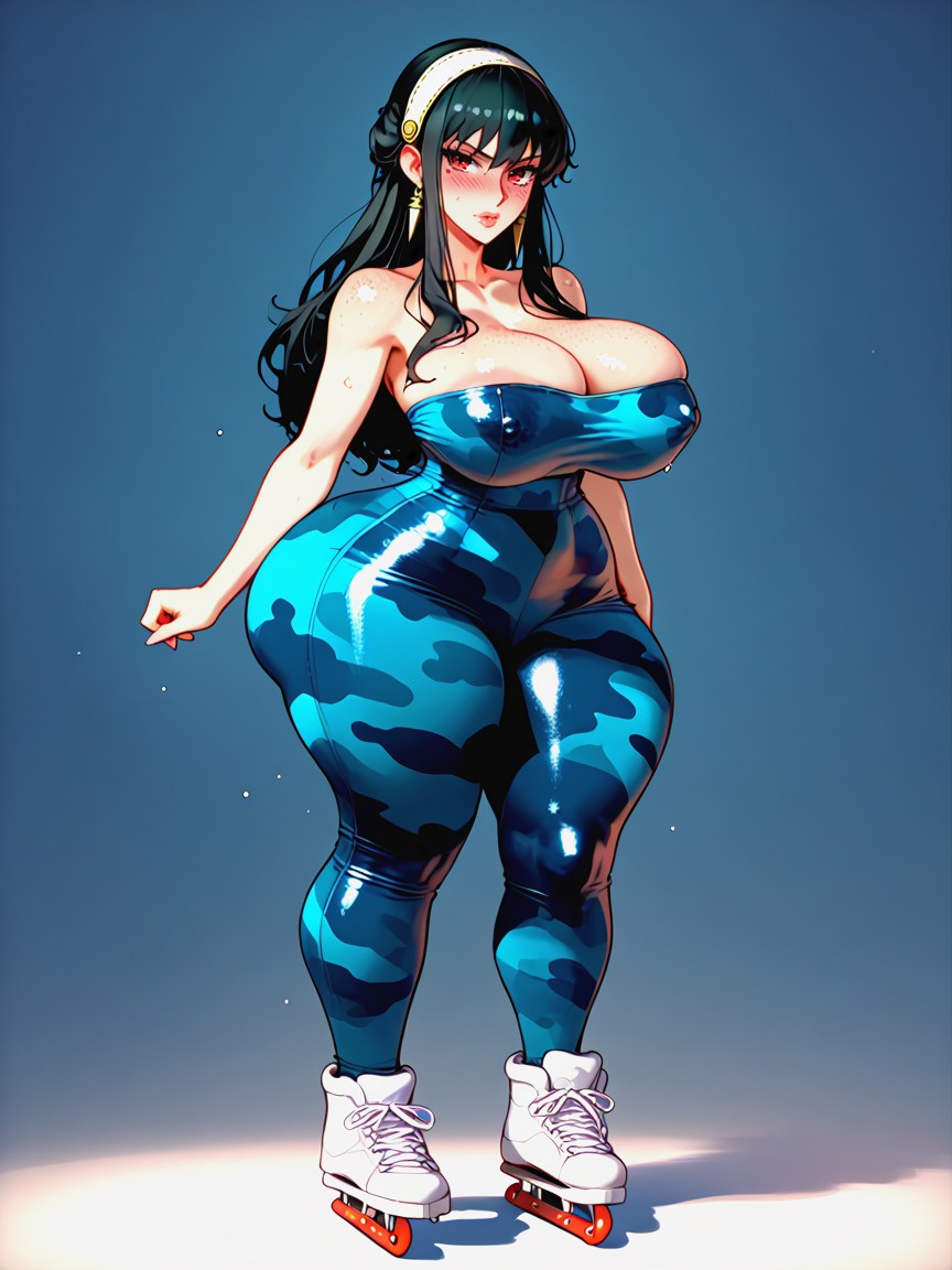 Massive Nipples, Standing, Ice Skates AI Porn