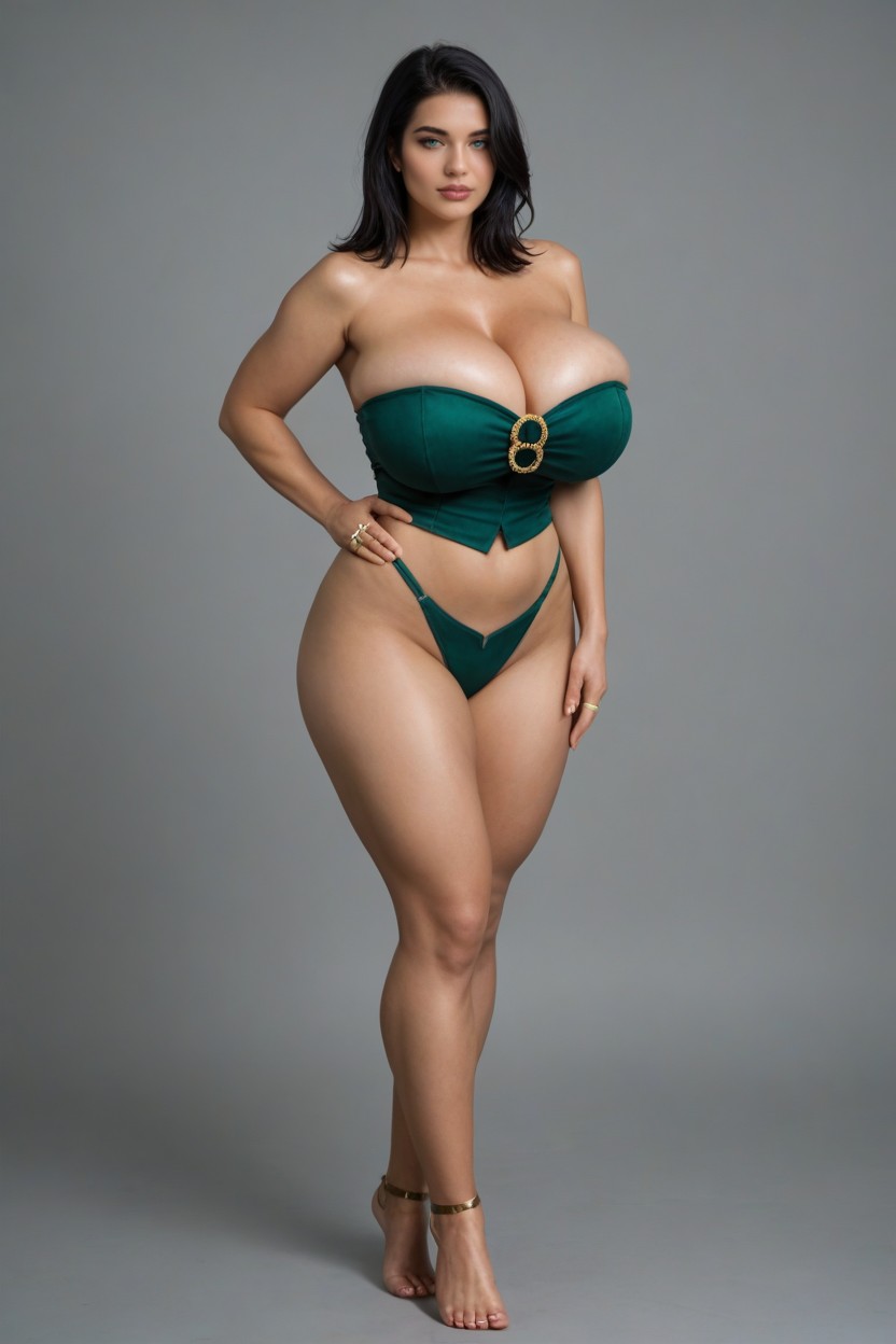 Massive Breasts, Grey Background, Round Face AI Porn