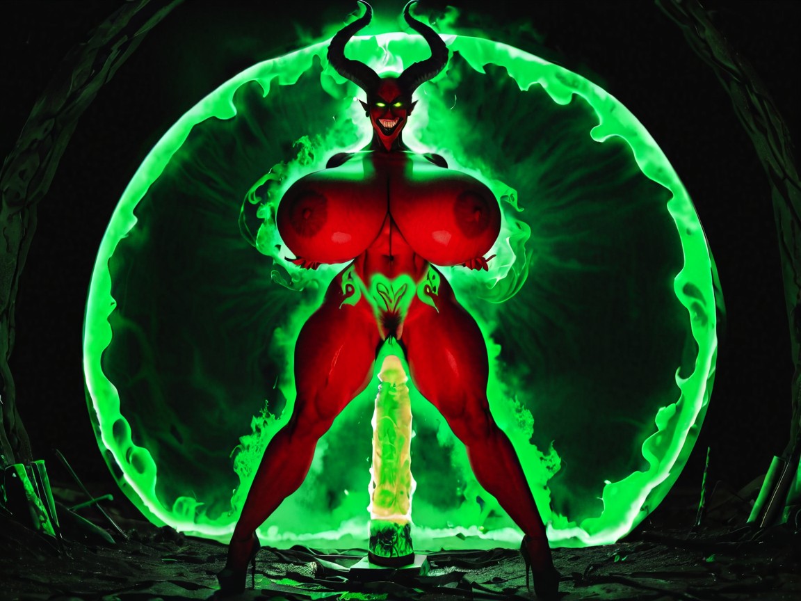 Thick Fluorescent Green Bikini, Ridiculously Huge Breasts, Colossal Breasts AI Porn