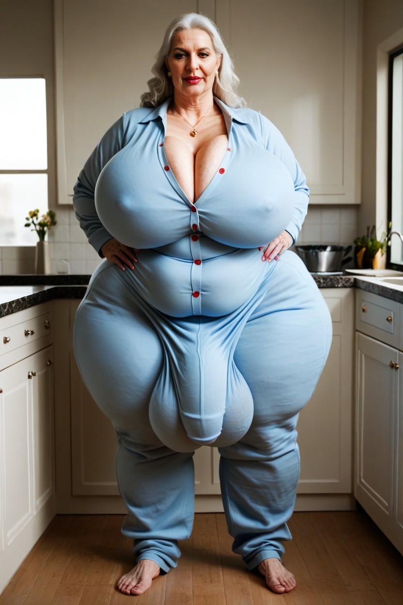 Huge Obese Belly, Fully Clothed, Foreskin Bulge AI Porn
