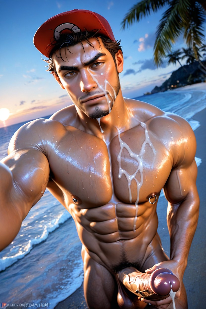 Cum On Body, 1 Person, Brown Eyes AI Gay Porn