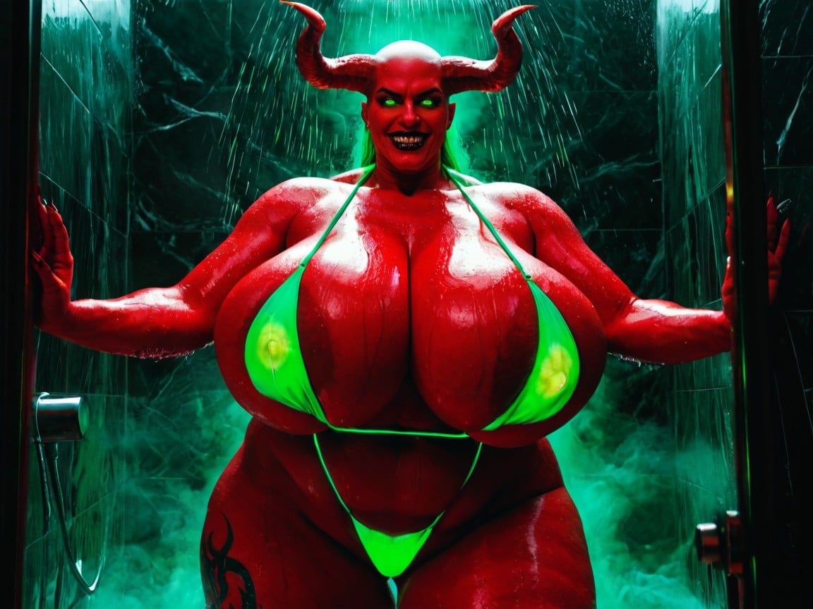 Giantess, Massive Oversized Colossal Breasts, Extreme Evil Demonic Monster Face AI Porn