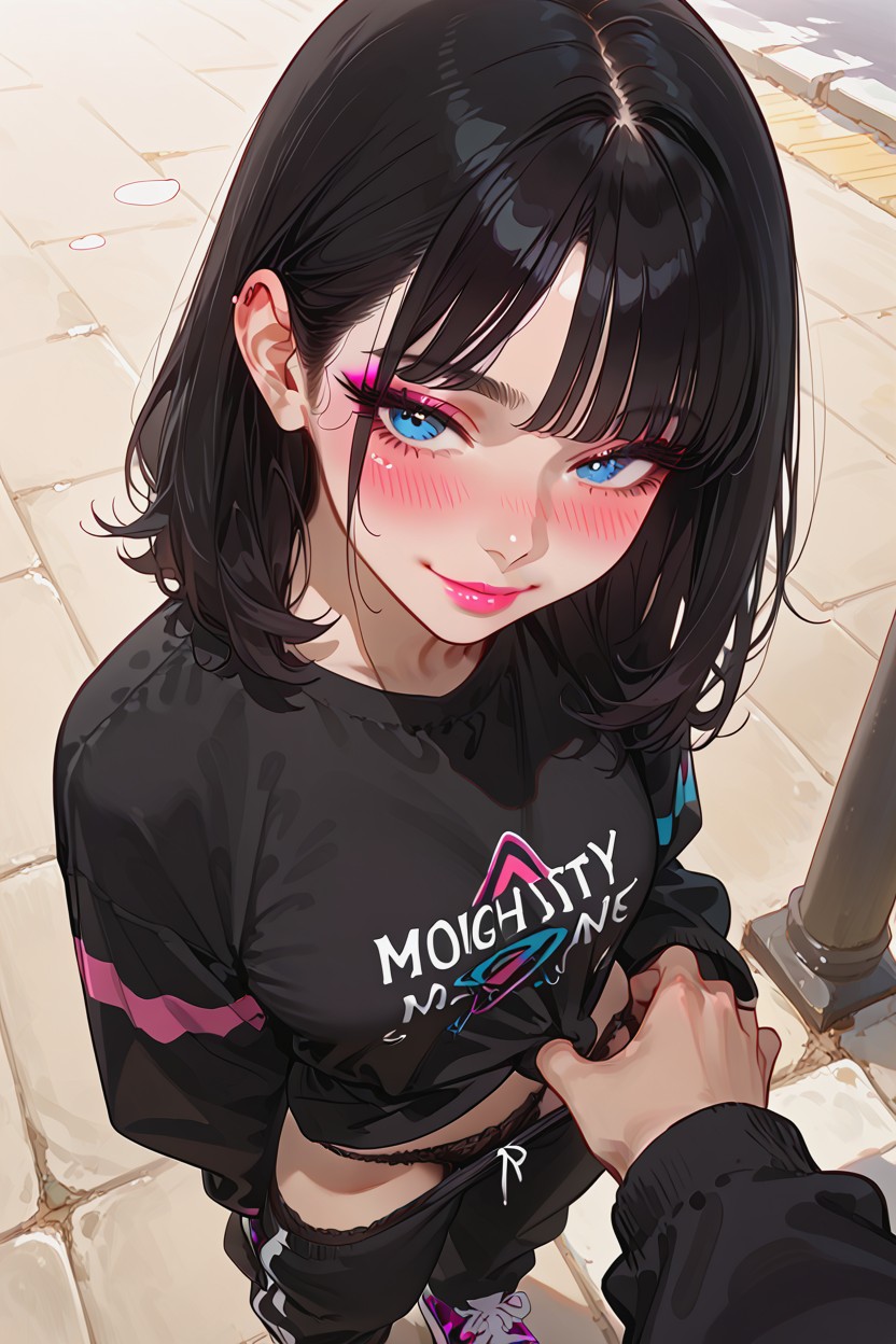 Black Ears, Standing, Eyeliner Hentai AI Porn