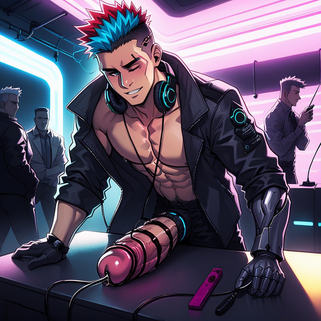 Wires, Multi Colored Hair, Hyper Urethral AI Gay Porn
