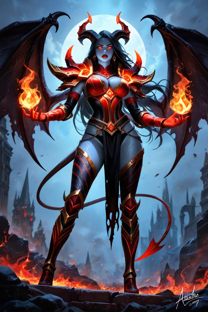 Surrounded By Swirling Smoke And Crimson Flames, Confident And Fierce Hot Expression, Perfect Face Hentai AI Porn