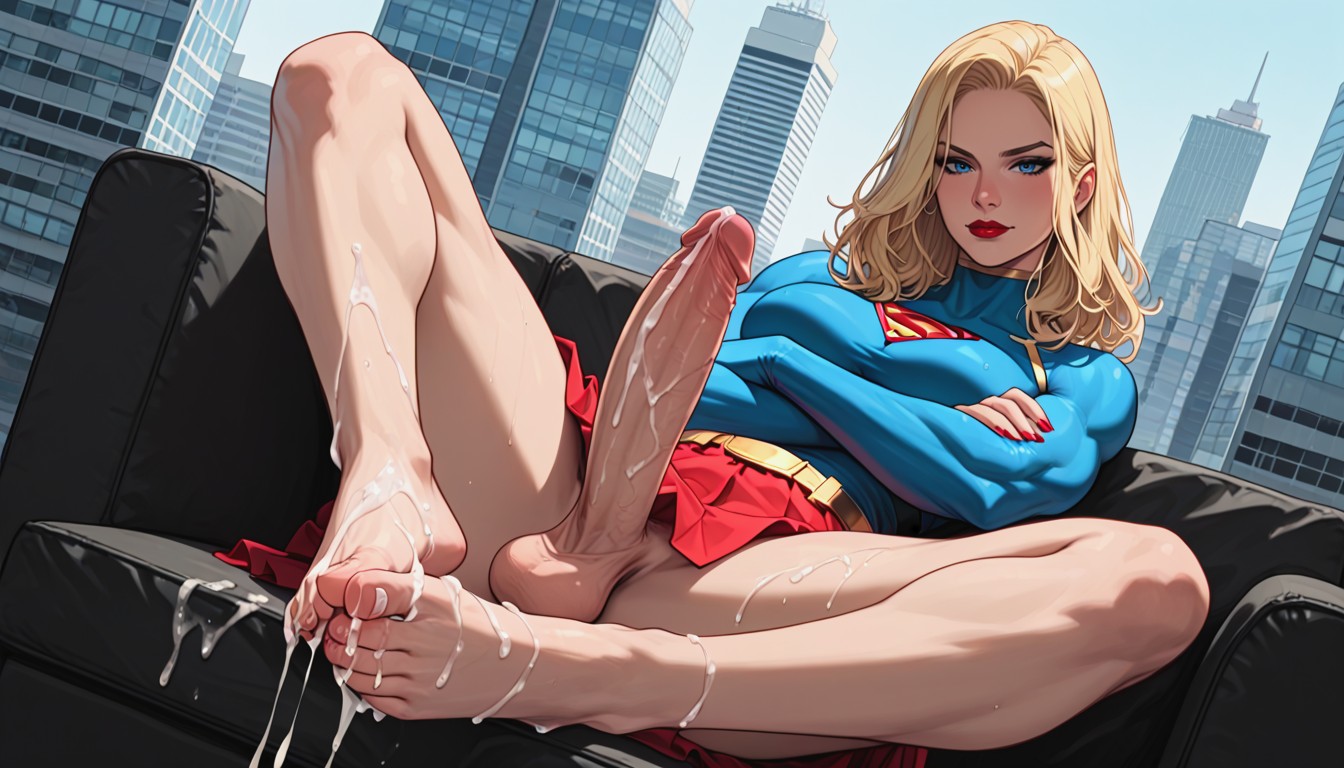 Bent Erection, Furrowed Brow, Blonde Hair Shemale AI Porn
