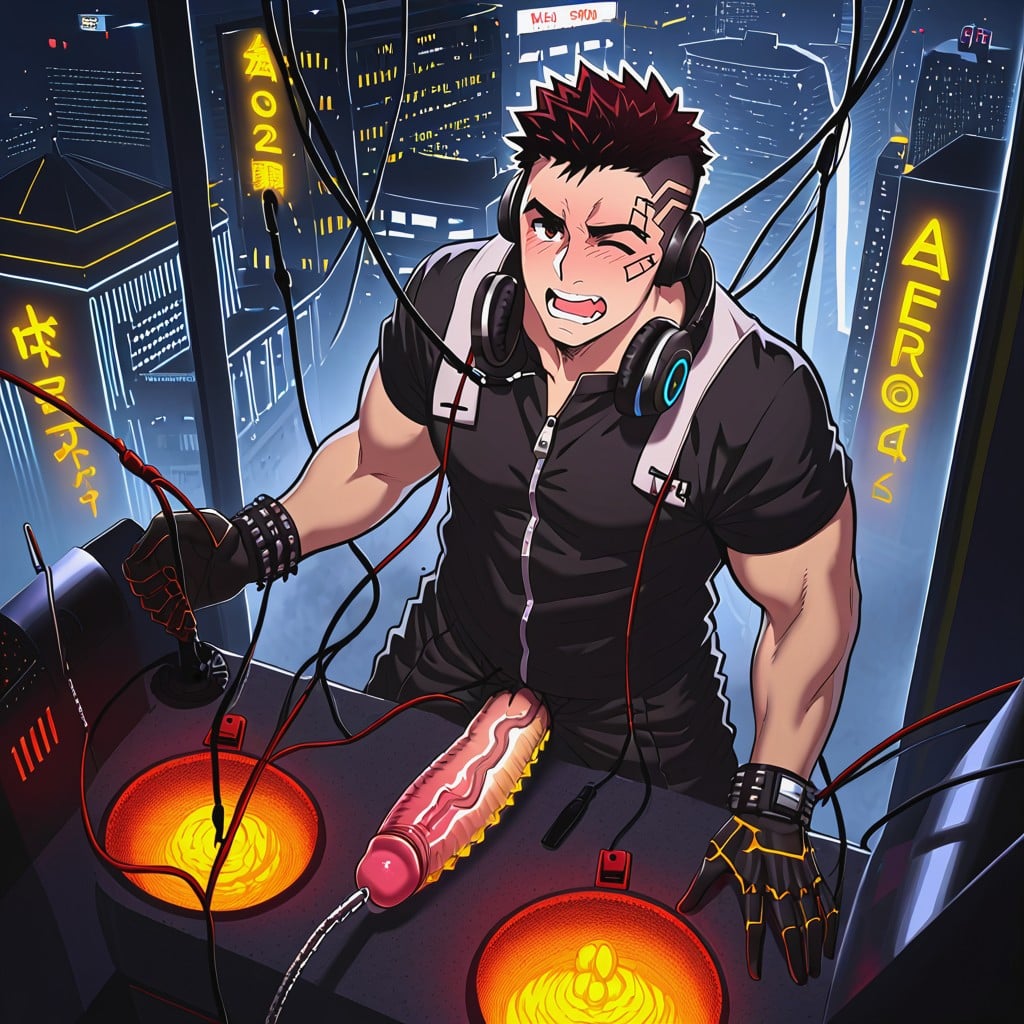Messy Spiky Spiked Hair, Orgasm, Sex Machine Robotic Penis AI Gay Porn