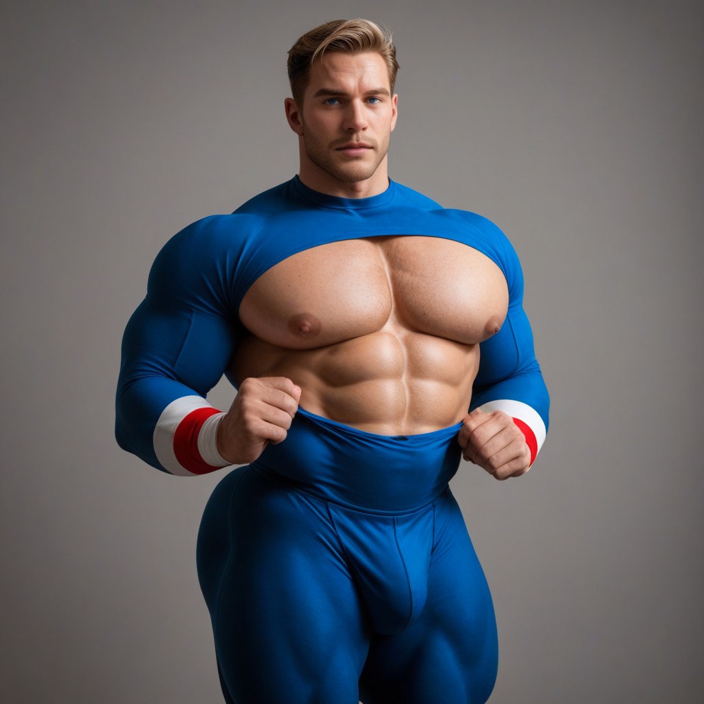 Extremely Large Ass, Blonde Hair, Wearing A Full Costume AI Gay Porn