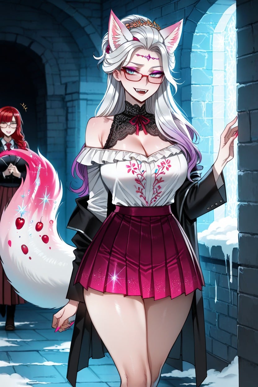 Lace Trim Collar, Fox Ears, Thighs Hentai AI Porn