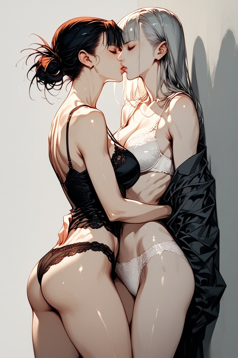 Kissing, Akagi Ritsuko, Legs Raised Hentai AI Porn