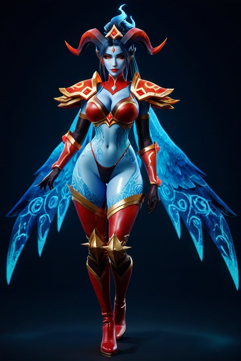 25+, Pearlescent White Curved Horns Swept Backwards, High Cheekbones Hentai AI Porn