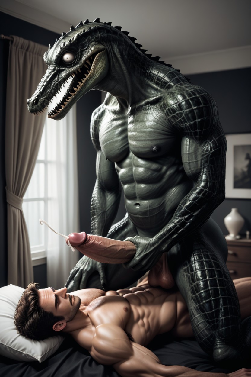 Realistic, Halloween, Muscular Curvy Body AI Gay Porn