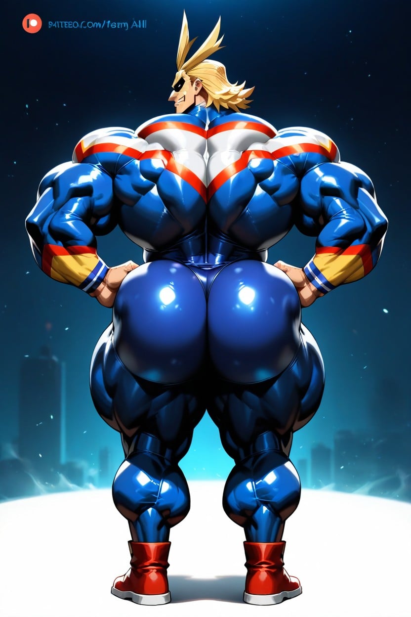 Muscular Skin, Hyper Muscular Body All Might, Thick Thighs AI Gay Porn