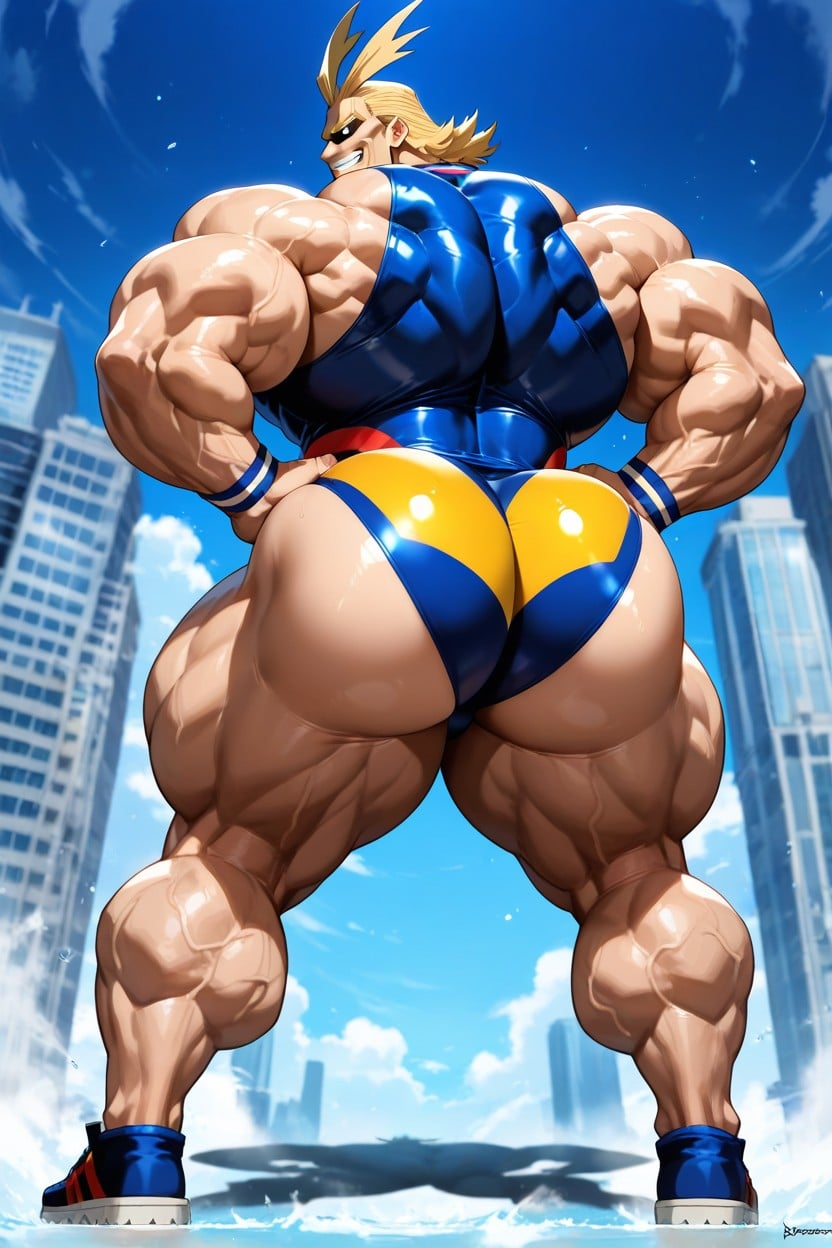 Rear View, Muscular Skin, Huge Thighs AI Gay Porn