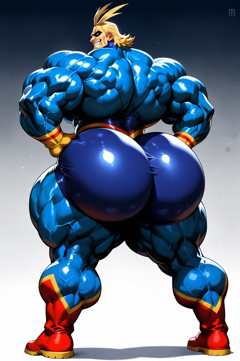 Hyper Muscular Body All Might, Hyper Massive Ass, Thick Thighs AI Gay Porn