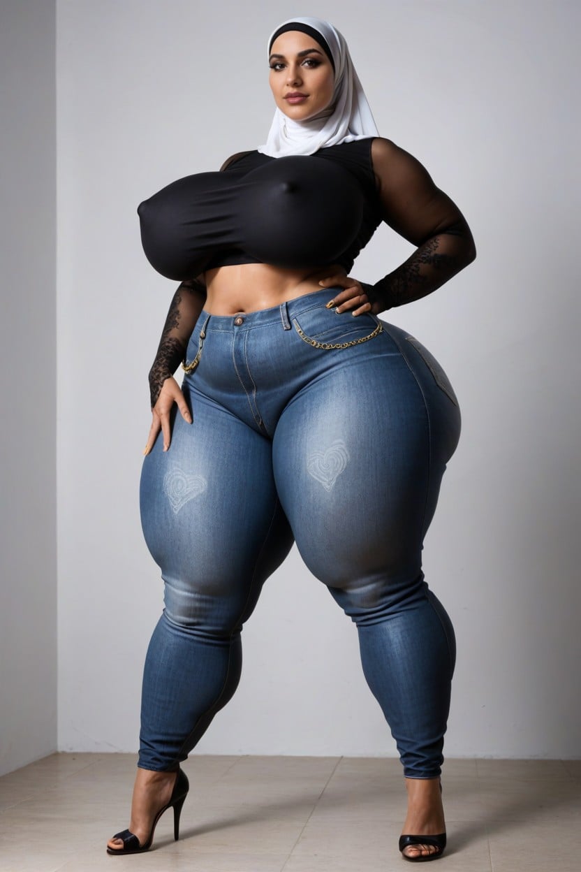 Looking At Viewer, Gold Laces, Massive Thighs AI Porn