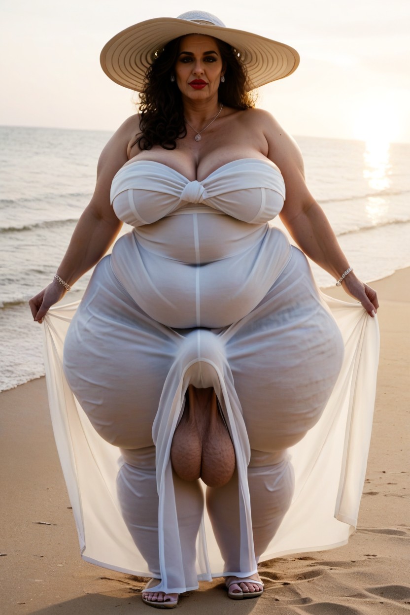 1 Person, Beach, Gigantic Saggy Breast AI Porn