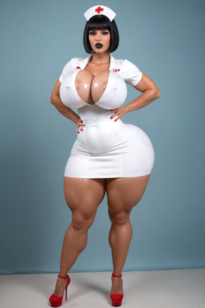 Blushing, Bimbo, Large Thighs AI Porn