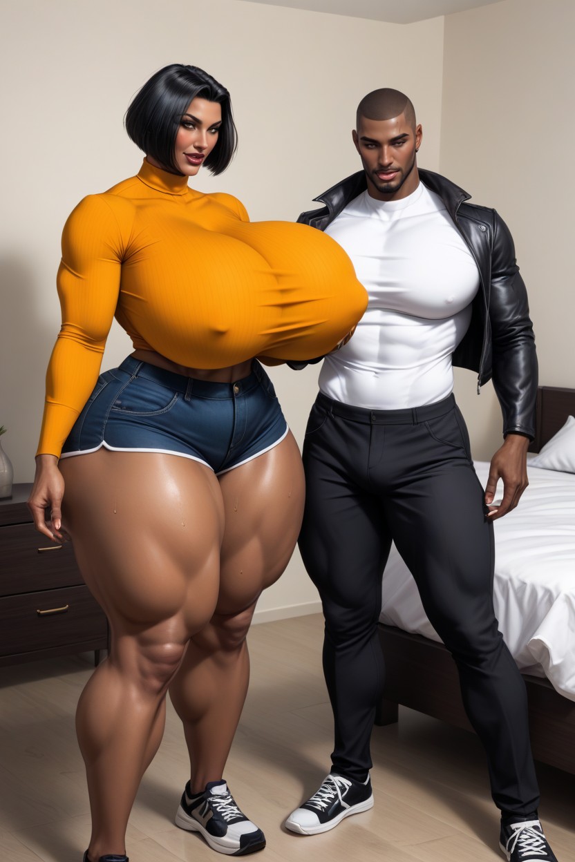 Bobcut, Voluptuous, Massive Ass AI Porn