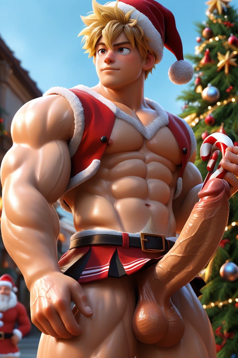 Santa Crop Top, Sun, Izuku AI Gay Porn