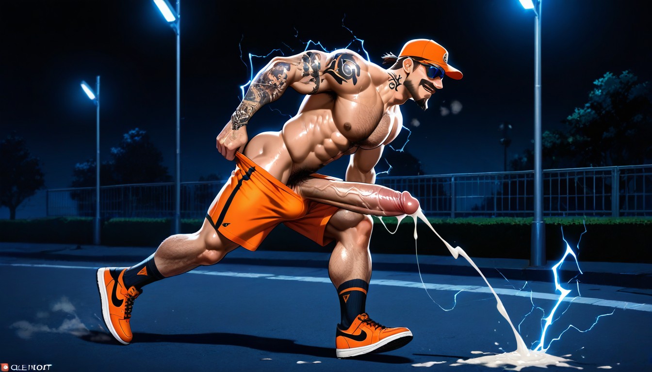 Park, Orange Nike Compression Shorts, Black Background Porno gay IA