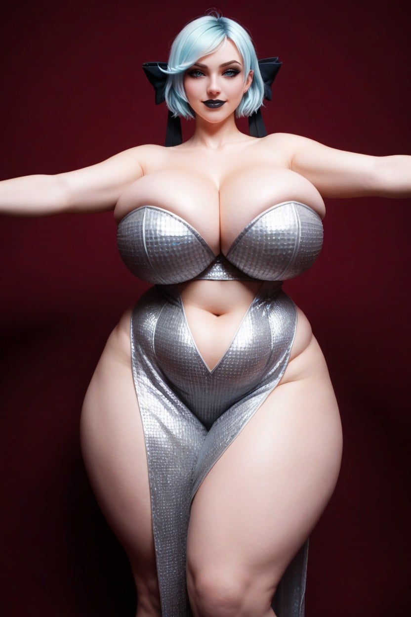 Spreading Arms To Both Sides, Super Sized Thighs, Escote Porno IA