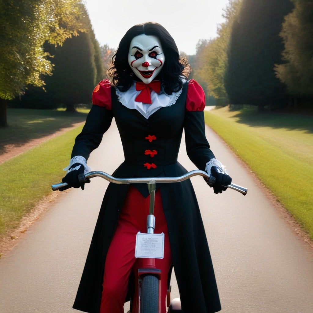 Tight Biker Costume, Cartoon Art Style, Looking Like Billy The Puppet Porno IA