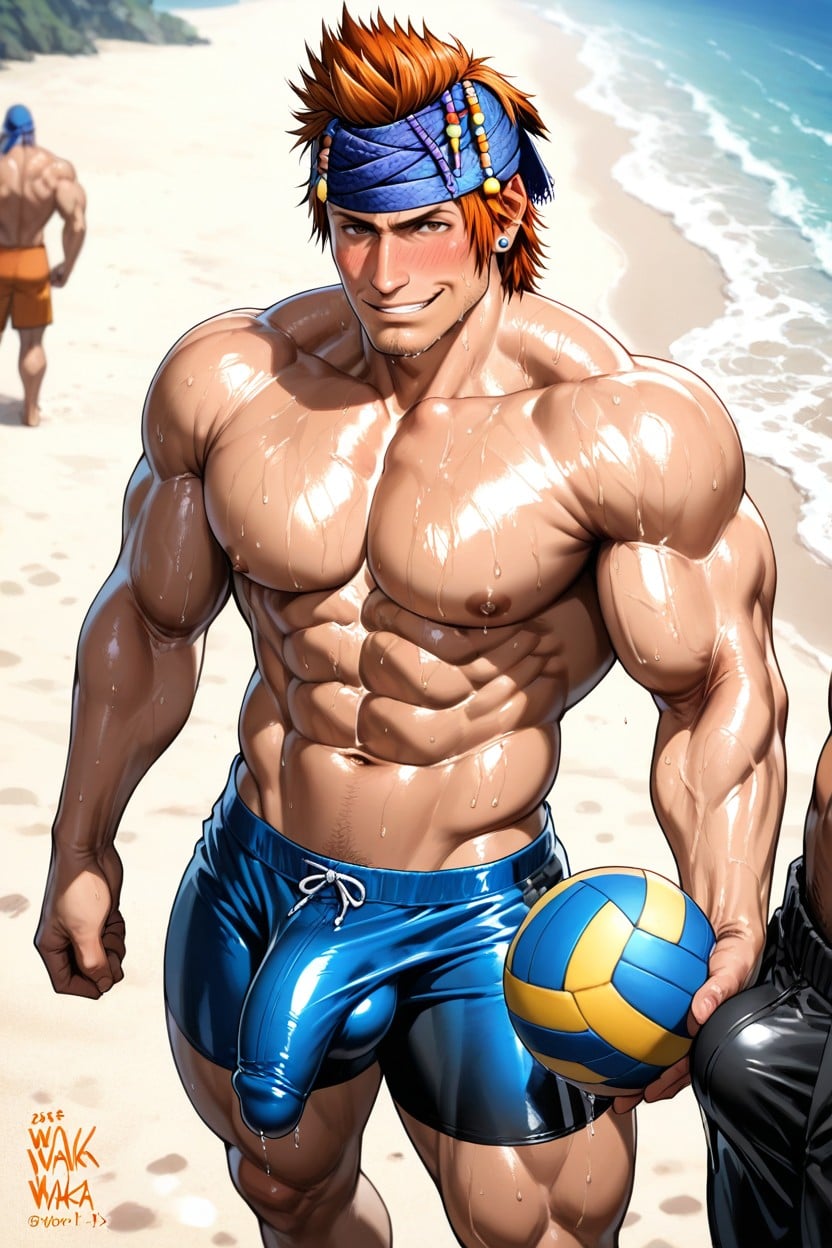 Shore, Sweaty, Muscular Male AI Gay Porn