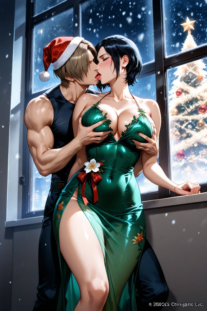 Male Grabbing Female Breast Below Dress, 25+, Window With View Hentai AI Porn