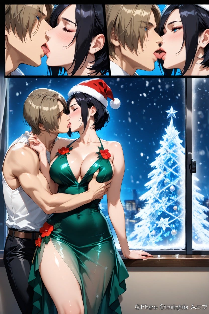 Romantic Kiss, Thighs Exposed, Medium Breast Hentai AI Porn