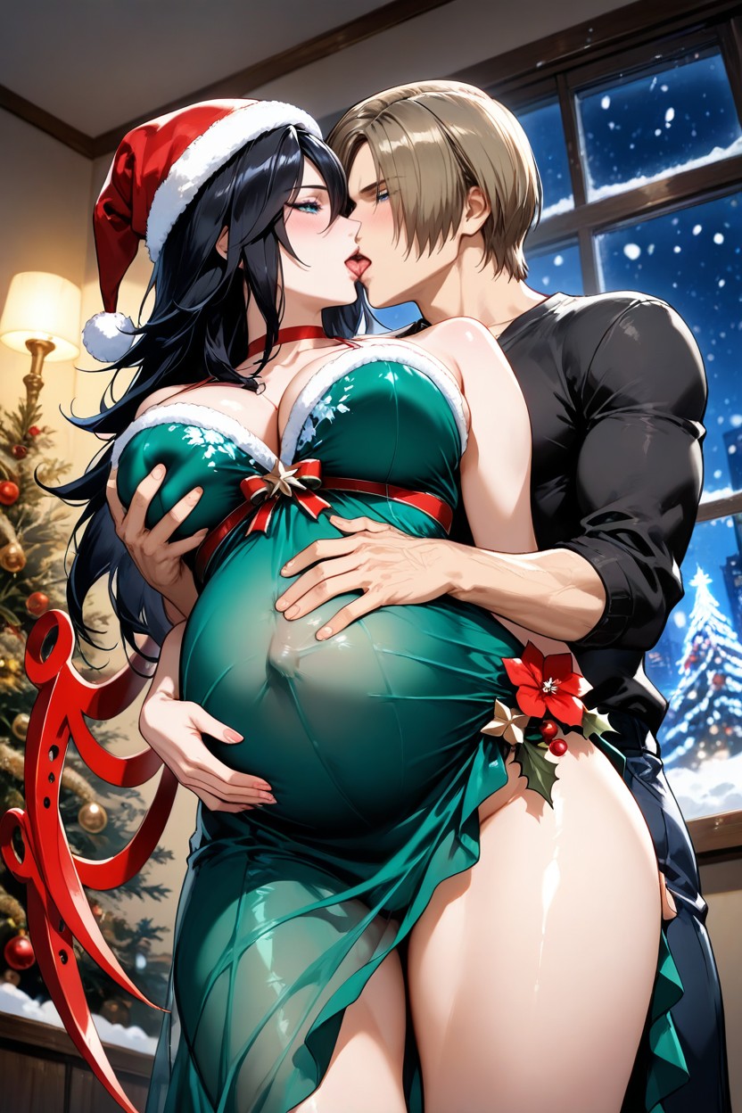 They Kissing, Christmas Tree, Window With View Hentai AI Porn