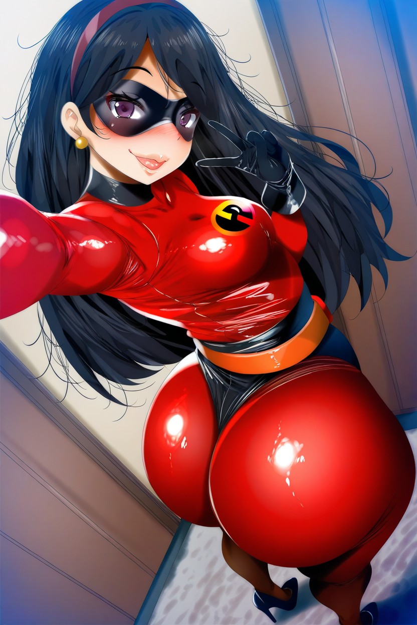 Long Hair, Orange Belt, Red Latex Pants AI Porn