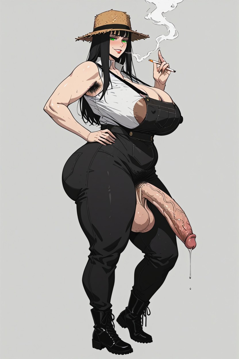 Side View, Massive, Black Hair Shemale AI Porn