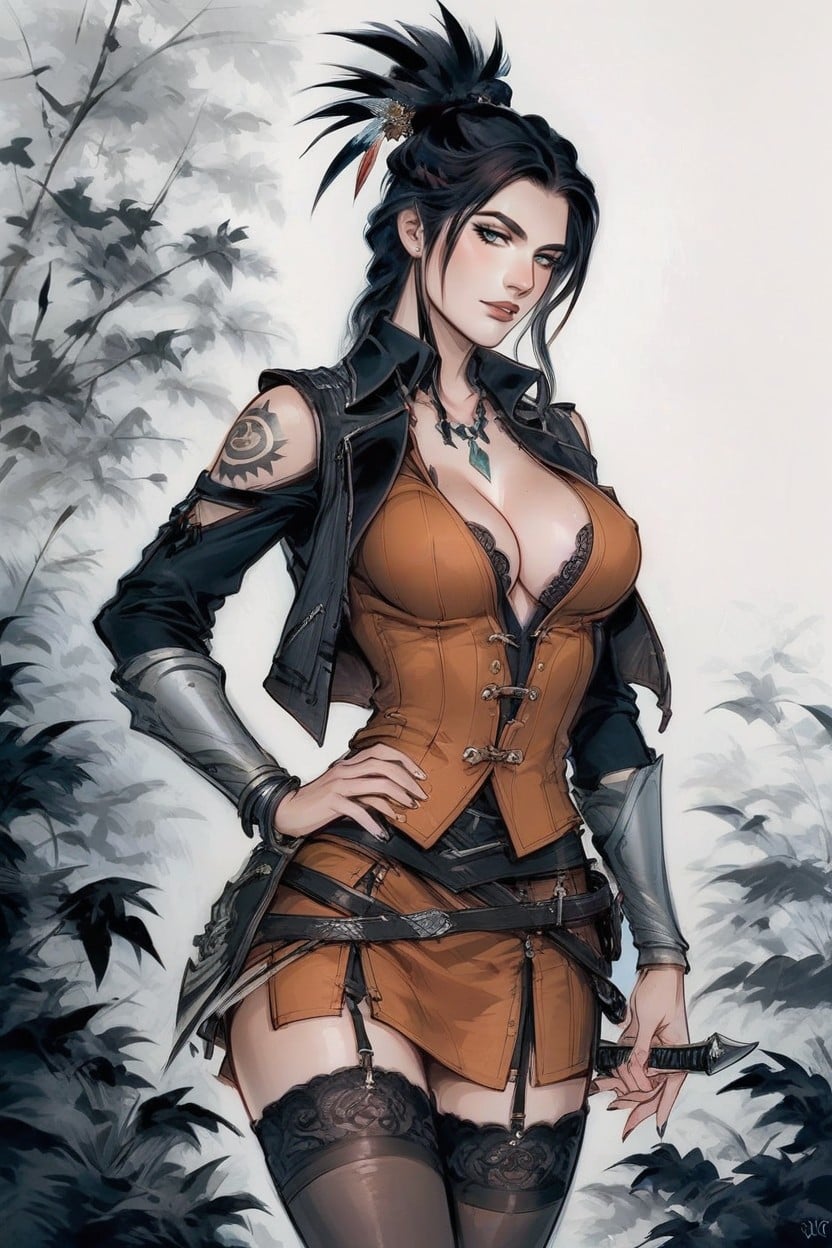Open Vest, Tits, Quistis Trepe Hair AI Porn