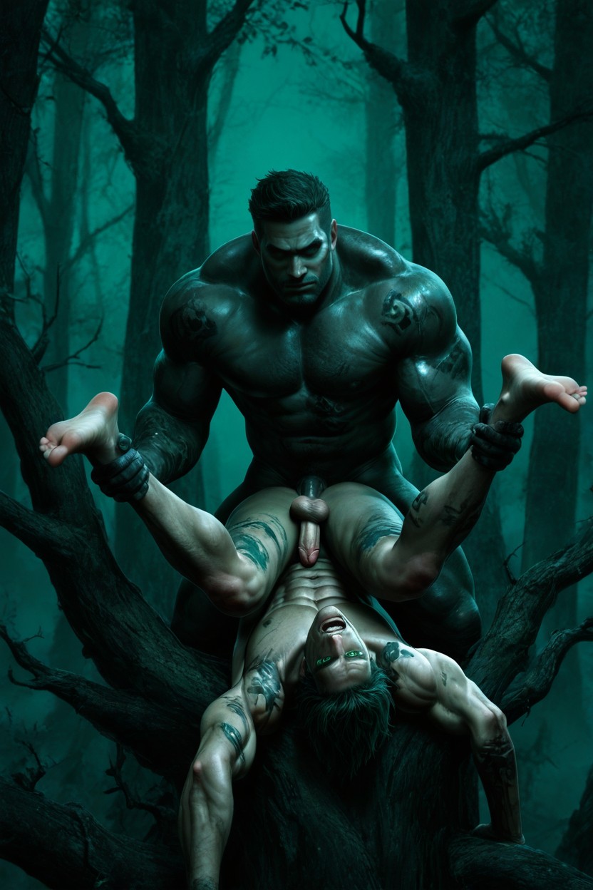 Evocative, Correct Anal Penetration, Detailed Tree Branches AI Gay Porn
