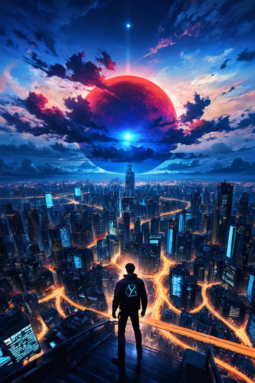 Accompanied By A, Reflective Surface Mirroring The Cityscape, Glowing Planets AI Gay Porn