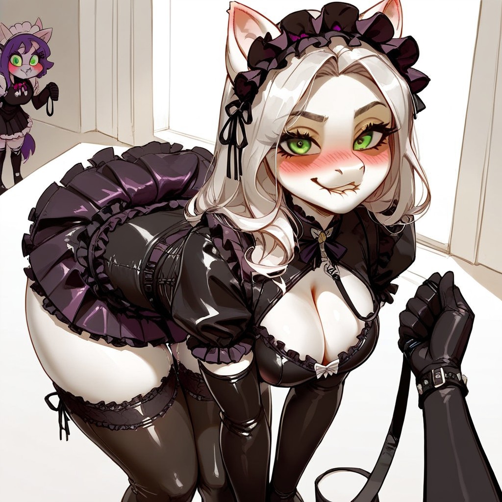 Curvy Body, Form Fitting, Smirking Furry AI Porn