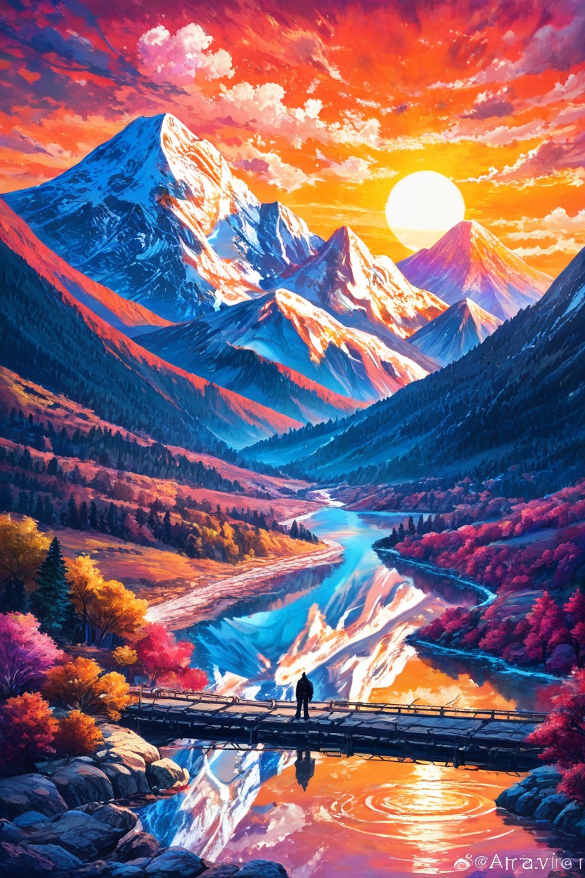 Sharp Focus, Landscape Art, Vibrant Color Palette AI Gay Porn