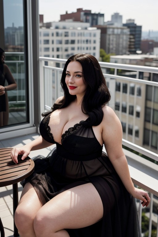 People Performing On Stage In Background, Ssbbw, Sheer Gown AI Porn