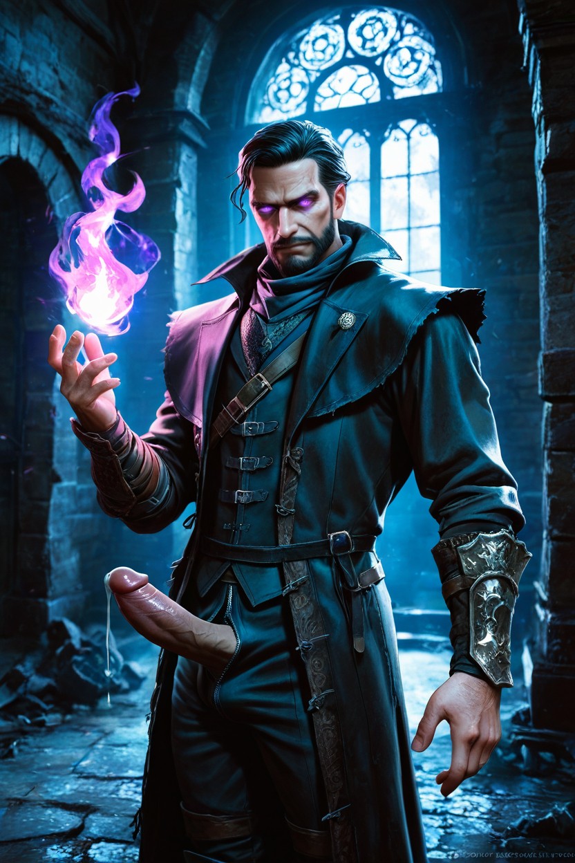 Dark Color Palette, Strong Erection, Cowboy Shot AI Gay Porn