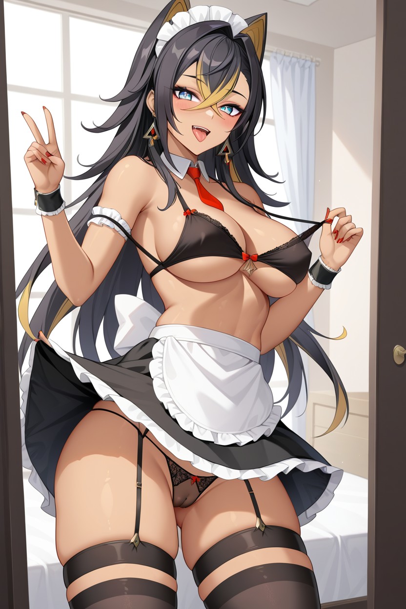 Perfect Anatomy, Choker, Tongue Out Hentai IA