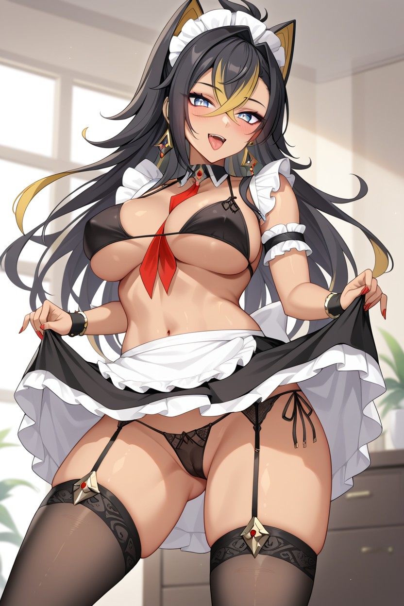 Flirty, Medium Breasts, Tongue Out Hentai IA