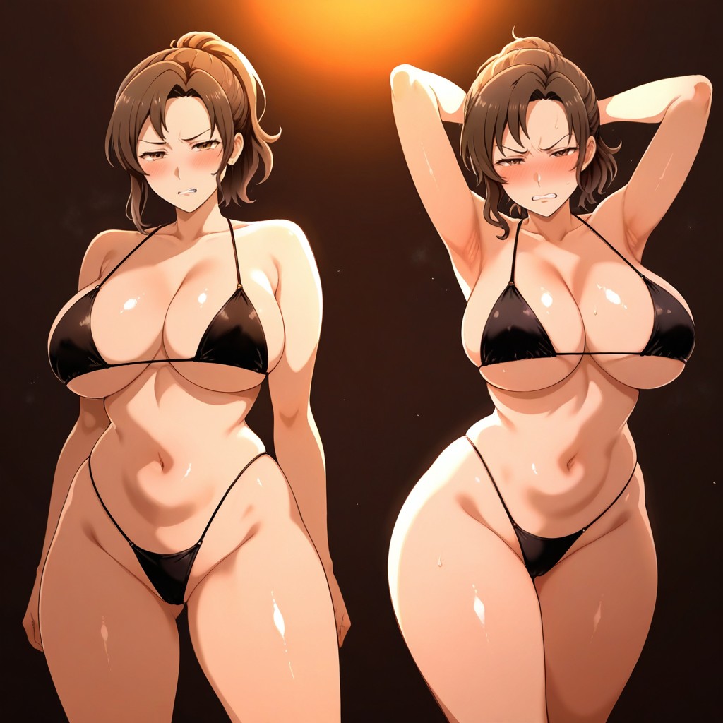 Front View, Thick Thighs, Natural Breasts Hentai AI Porn
