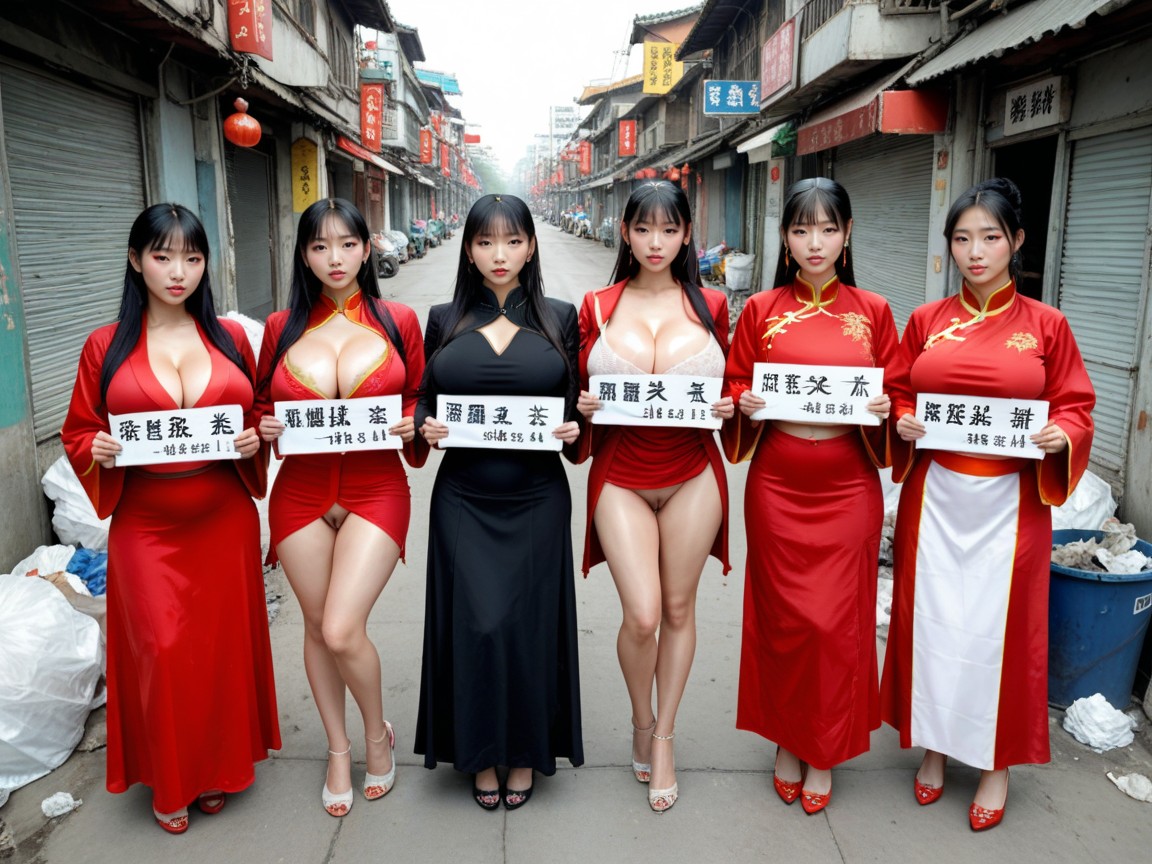 Extremely Large Eyes, Top Down, Highly Detailed Chinese Breeding Slaves AI Porn