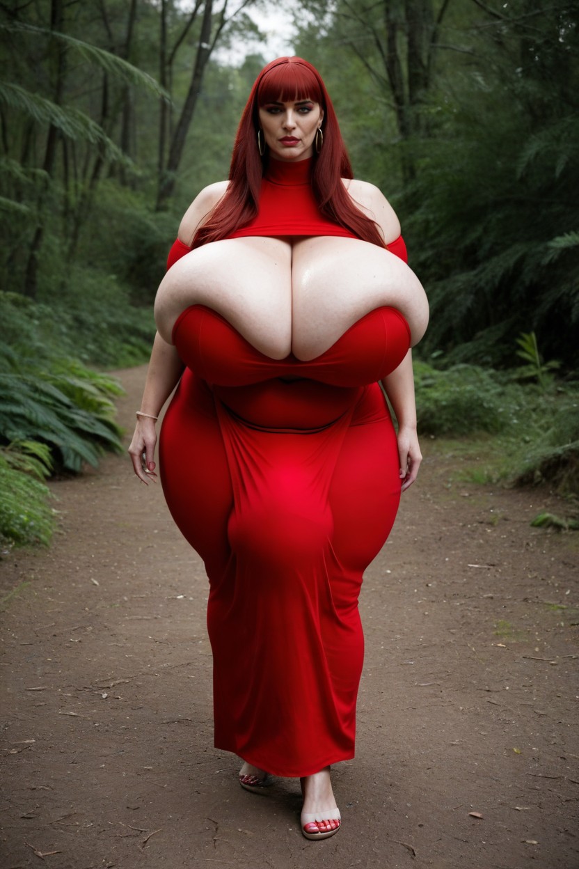 Red Sleeve Pants, Extremely Large Ass, Erection Bulge Shemale AI Porn