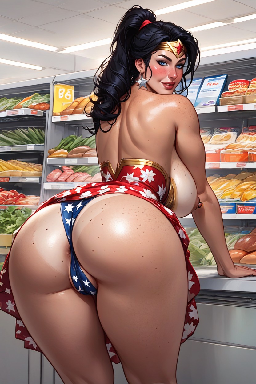 Horny, Camel Toe, Black Hair Ponytail AI Porn
