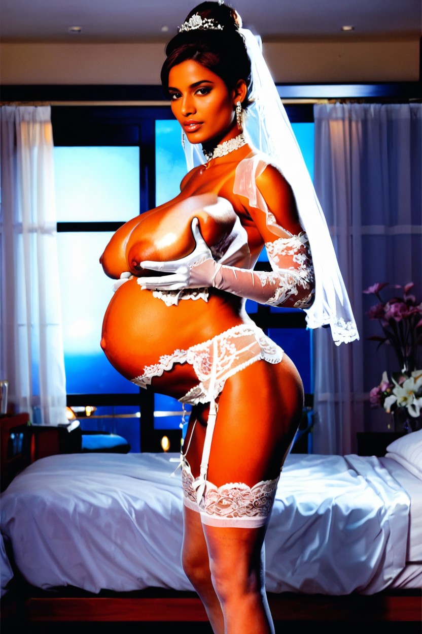 Bedroom, Female Nude, Dark Brown Skin Porno IA Indien