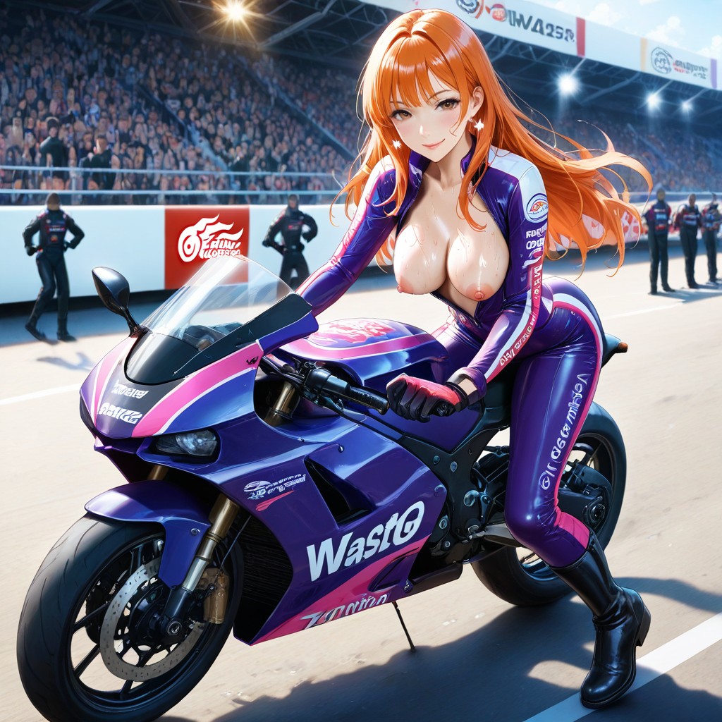 Bare Breasts Exposed, Cinematic, Large Brown Eyes Hentai AI Porn